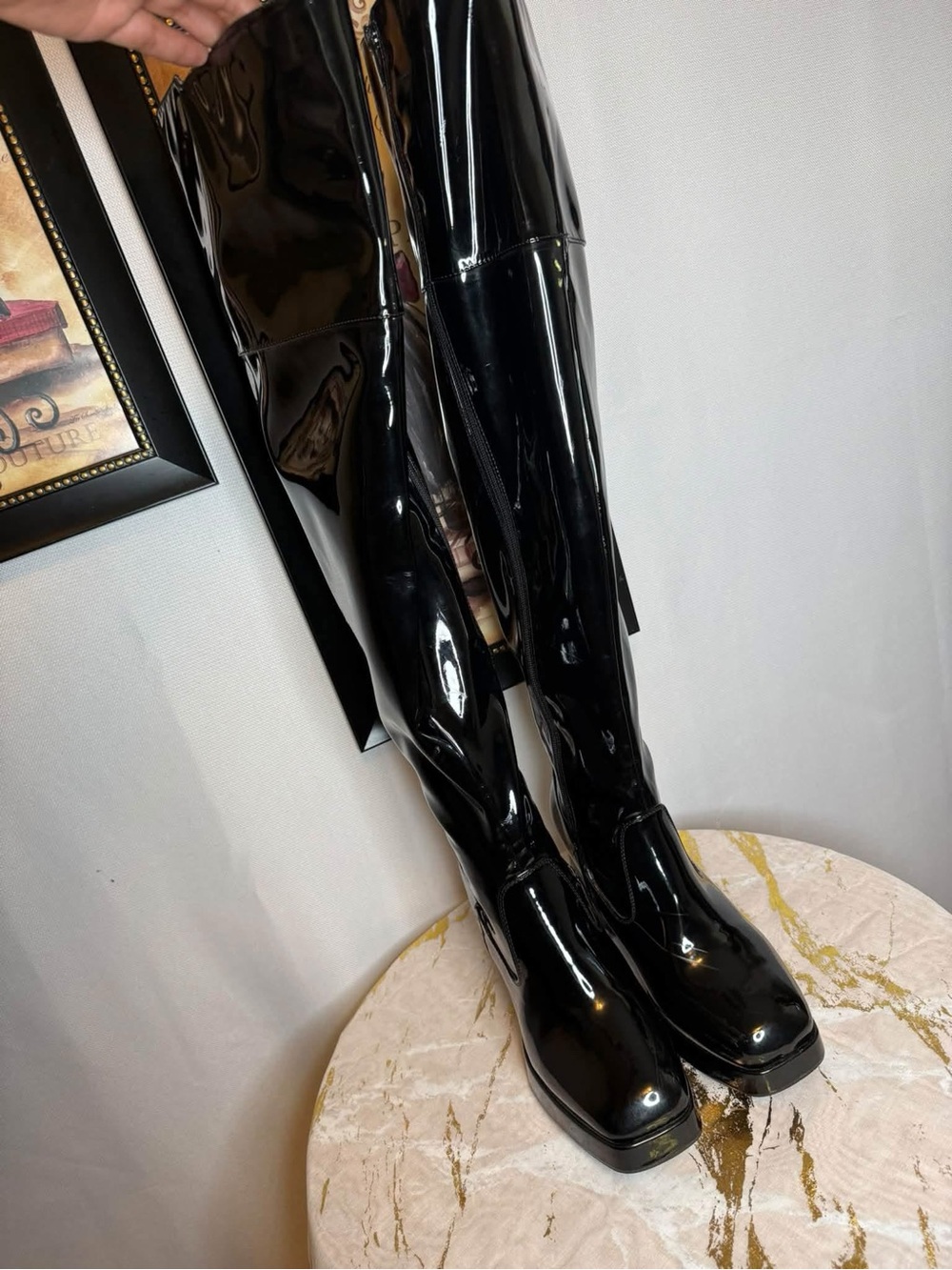 Olivia Miller Black Patent Over-the-Knee Thigh Boots